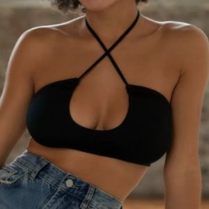 Xl uo cozy up black convertible seamless halter top